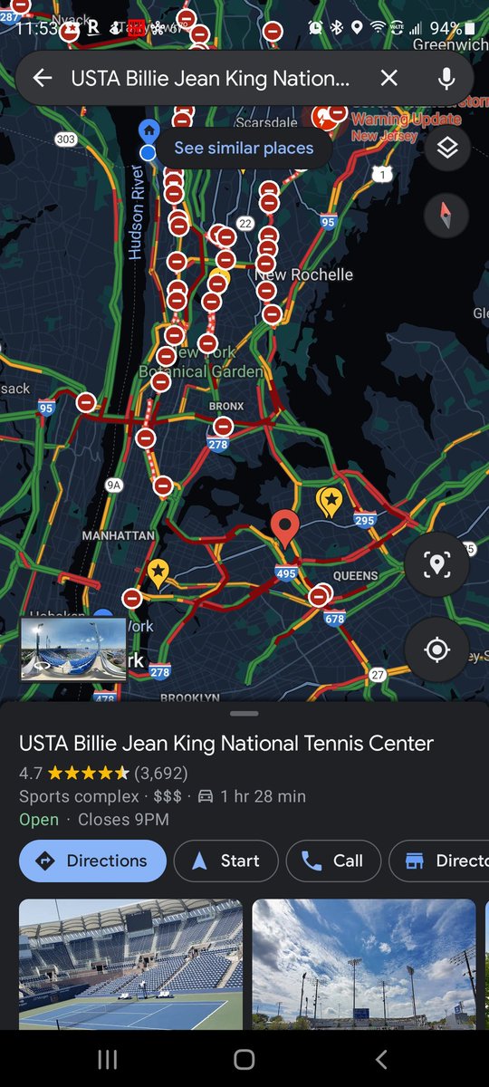 merry8's tweet photo. @usopen So an actually state of emergency and you delay for 1 hour? Guess I better get on the road. https://t.co/WLT3z658nG