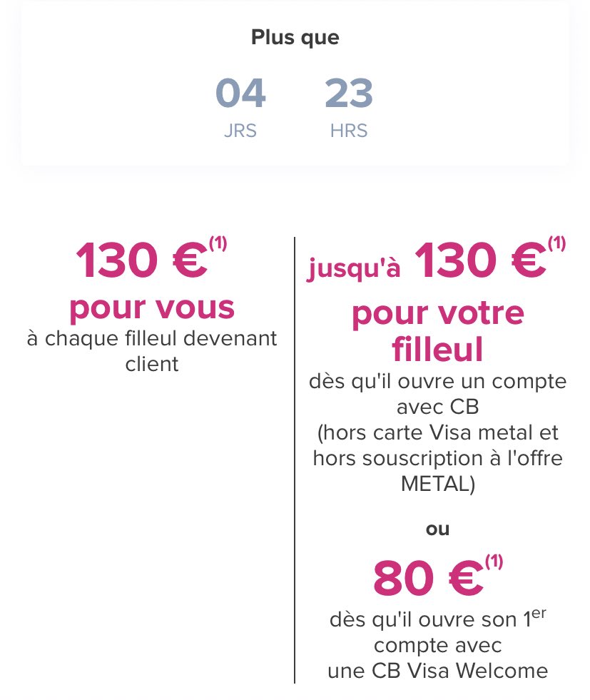 PllFRinfos's tweet photo. ⚠️⚠️ Offre parrainage à 130€ !!!!
Besoin de gagner 130€ en cette rentrée ? C’est simple, vous ouvrez un compte avec carte bancaire chez Boursorama, et 0 frais tant que vous vous en servez au moins 1 fois par mois ! Il me reste une place de parrainage ! https://t.co/aZ8o2FHqbg