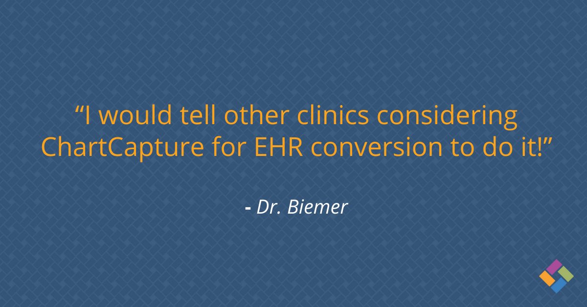 ChartCapture's tweet image. We put a high priority on customer service. Our focus is to make sure that the EMR data migration process is as quick and painless as possible. Thanks, Dr. Biemer.  

#healthcare #healthcareIT #HITMC #people #customertestimonial #thankyou