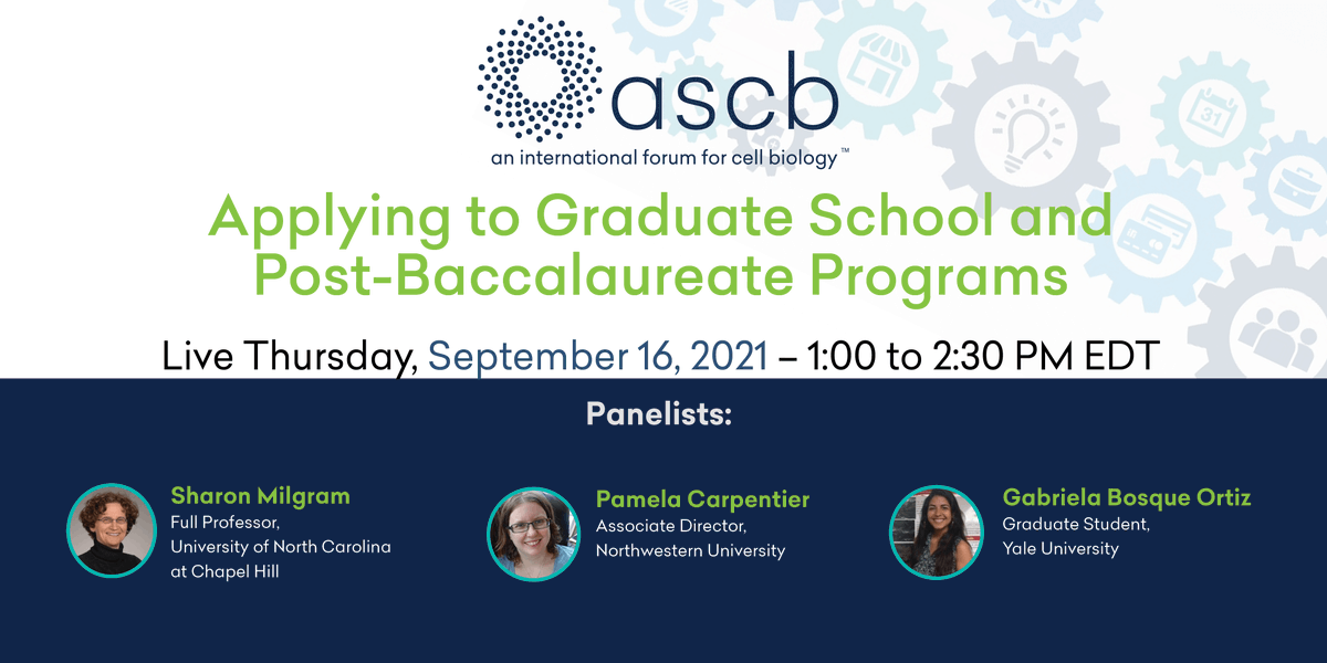 ASCBiology's tweet photo. Free ASCB webinar Sept 16: Applying to Graduate School and Post-Baccalaureate Programs. Register here--->
https://t.co/AGVXg2CM55 https://t.co/Sy5HCdsyct