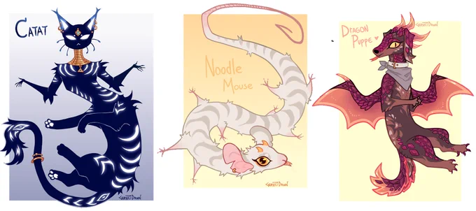 💖✨ ADOPTS OPEN

Catat - {CLAIMED}

Noodle Mouse - $70

Dragon Puppe - $90 
