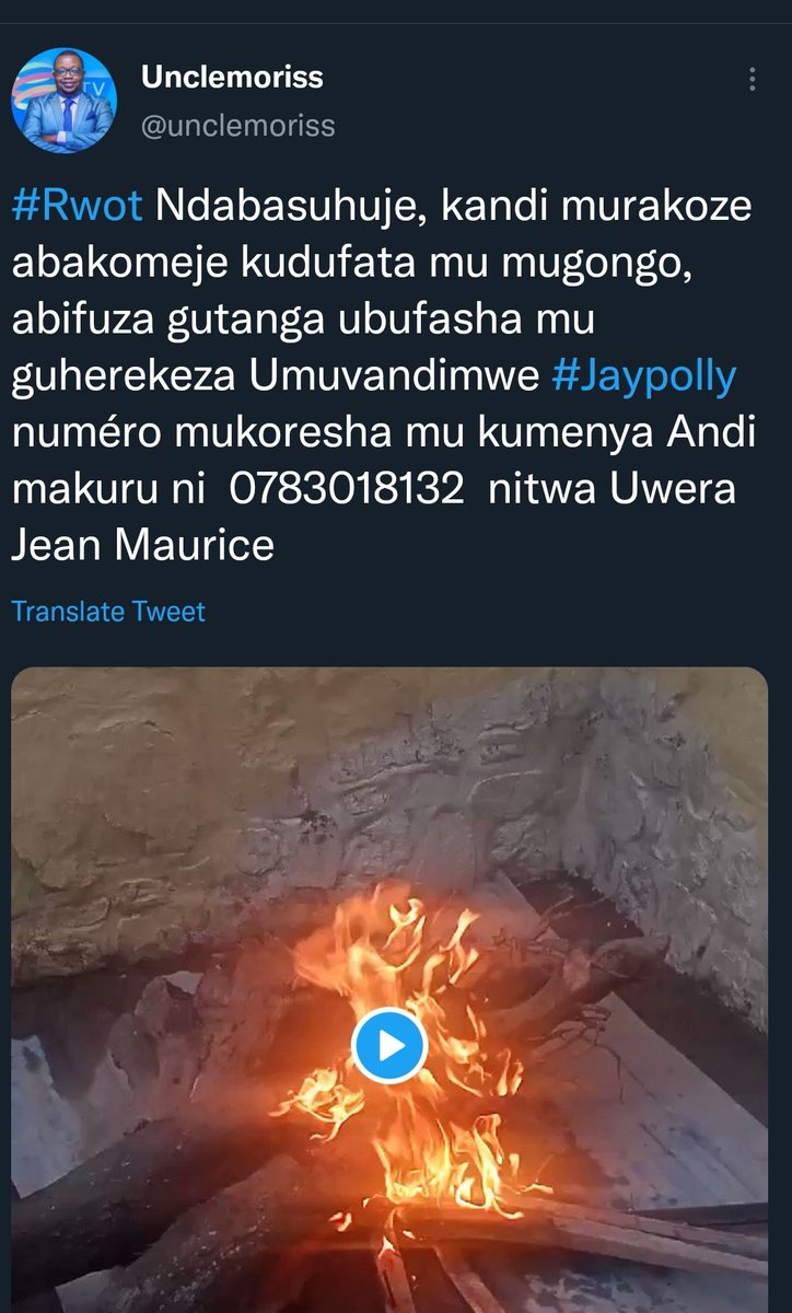 EgidieBibio's tweet photo. Yitwa Uwera Jean Maurice (@unclemoriss), ni mukuru wa #JayPolly (may he RIP)
Yatanze number ye ya MoMo, ngo ubishobora afate mu mugongo umuryango.

#RIPJayPolly https://t.co/LekGyfLeIl