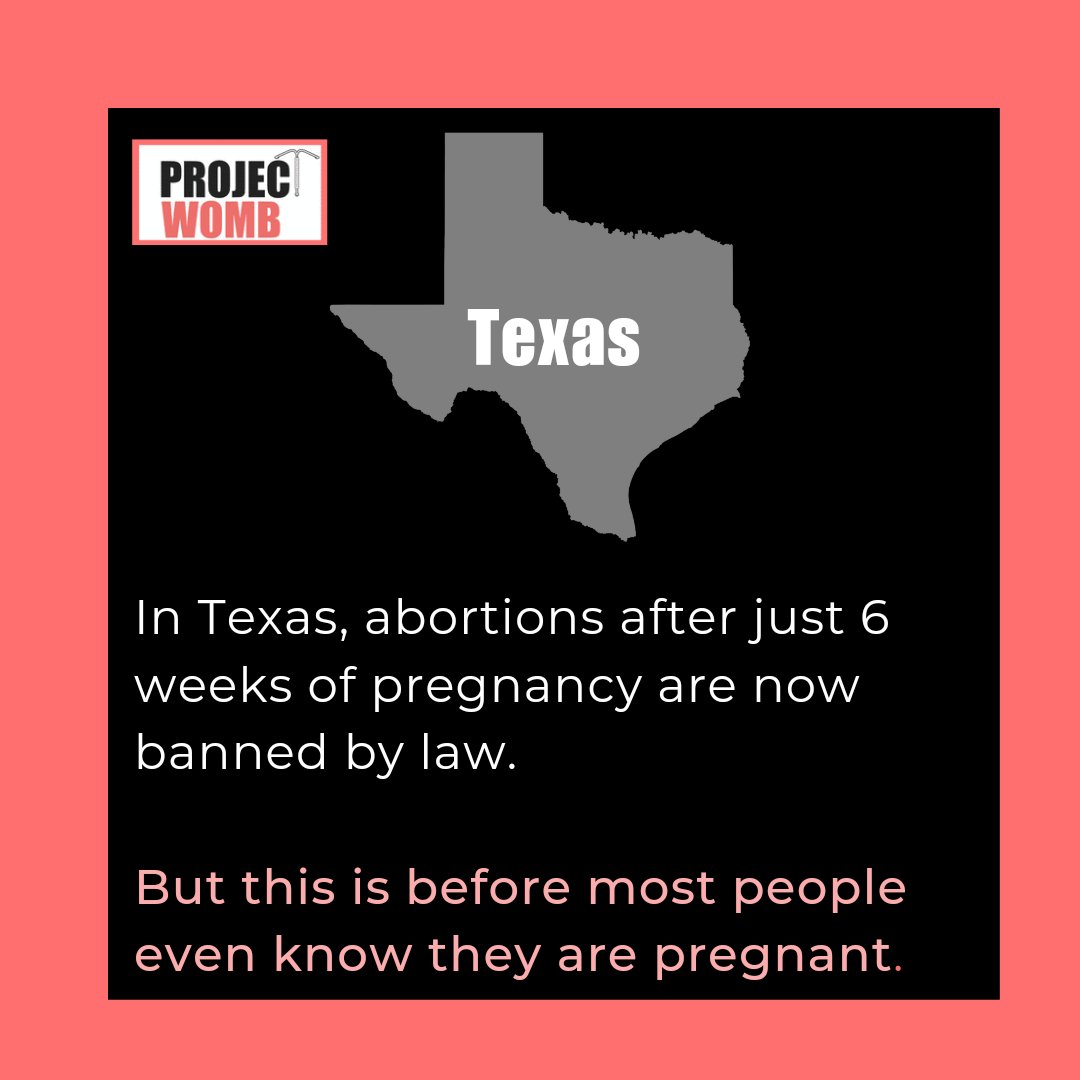 theprojectwomb's tweet photo. Yesterday, Texas banned abortions after 6 weeks of pregnancy. Many women do not find out they are pregnant until after 6 weeks of pregnancy. This ban will be detrimental. #BansOffOurBodies #AbortionIsHealthcare https://t.co/S9zZaVOMnf