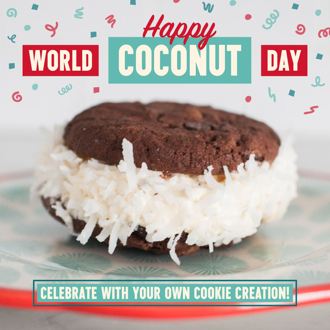 otis_spunkmeyer's tweet photo. We’re nuts for coconuts! Add coconut to our Double Chocolate Chip Cookies Ice Cream Sandwich or enjoy our Oatmeal Raisin Cookies with the natural sweetness and added crunch of coconut. What's your favorite way to eat coconut?   #worldcoconutday #sustainability #coconut https://t.co/pRppRT8chb