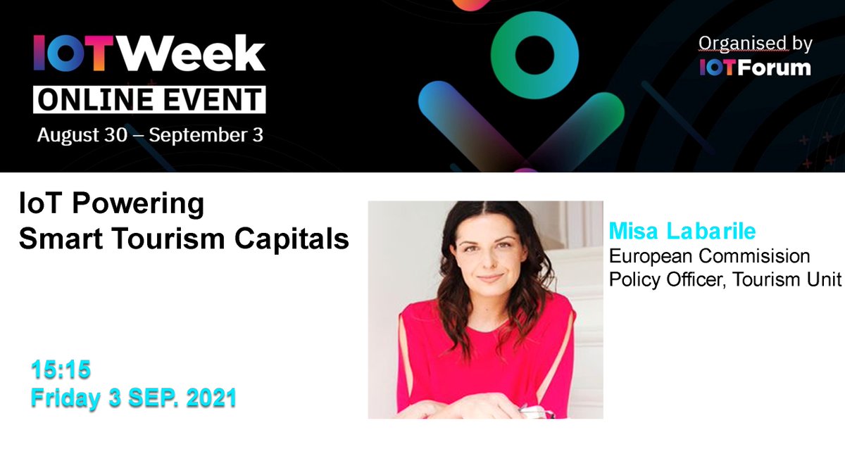 AnySolution (@any_solution) on Twitter photo And tomorrow, it's our great pleasure to have <a href="/MisaLabarile/">Misa Labarile</a> <a href="/EU_Commission/">European Commission</a> in the #IotWeek2021 session dedicated to #Tourism speaking on #smarttourismdestinations #tourismdataspaces and much more
Don't miss the opportunity to participate for free! And tomorrow, it's our great pleasure to have <a href="/MisaLabarile/">Misa Labarile</a> <a href="/EU_Commission/">European Commission</a> in the #IotWeek2021 session dedicated to #Tourism speaking on #smarttourismdestinations #tourismdataspaces and much more
Don't miss the opportunity to participate for free!