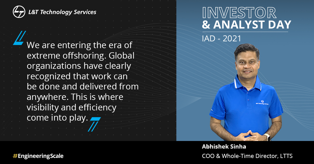 LnTTechservices's tweet photo. #IAD2021 Highlights: As we move forward, LTTS' focus would remain on scaling visibility for our customers in this remote world. Over the past few quarters, we have virtualized our innovation labs to enable digital experiences of our capabilities for our clients.
#EngineeringScale https://t.co/4dtmI3CAOW