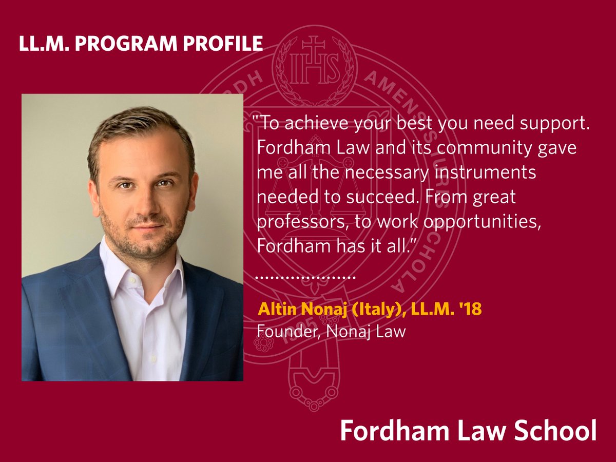 FordhamLawINTL's tweet image. #LLM Program Profile - Altin Nonaj (Italy), LL.M. &apos;18

#FordhamLaw #LLMAlumni