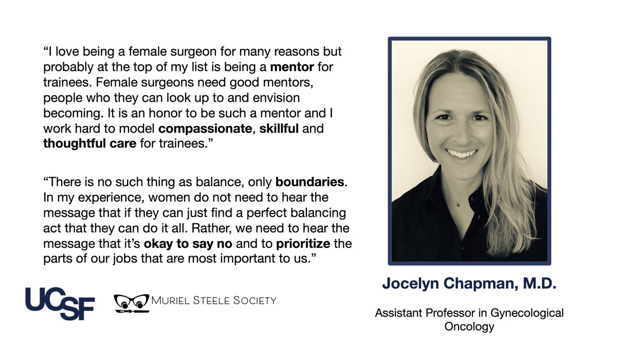 Jocelyn S. Chapman, M.D., @bossmd is an Assistant Professor in Gynecologic Oncology at UCSF. We are honored to feature her for #WIMMonth! @UCSF @UCSFSurgery @UCSFMSS @jasosamd @mikavarma @lucykornblith
