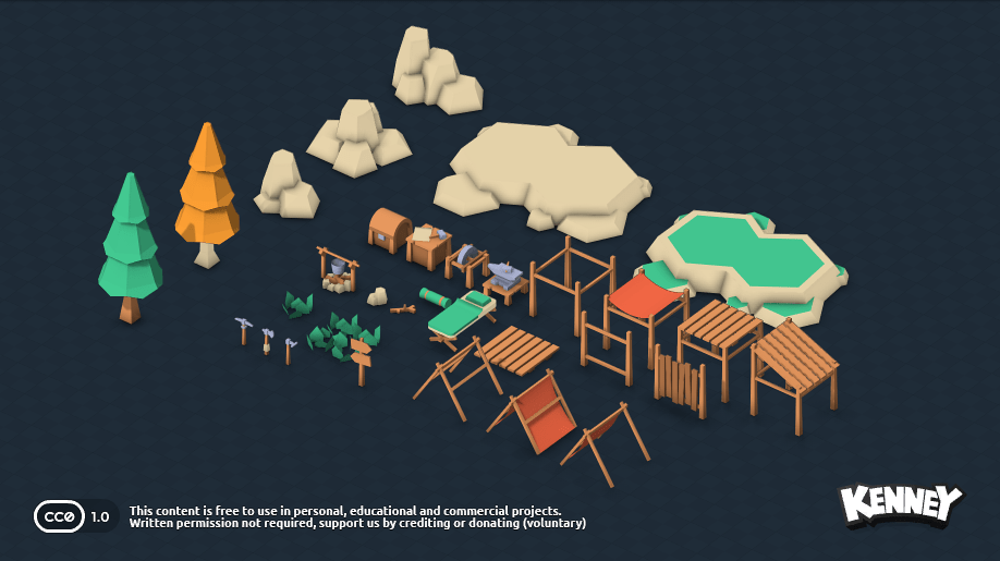 KenneyNL's tweet image. The &apos;Survival Kit&apos; #gameassets were originally shared as an exclusive for participants of Kenney Jam 2019 but is now available to everyone! 30× 3D models (5 file formats) compatible with most game engines and very free to use! kenney.nl/assets/surviva… #gamedev