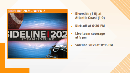 Drumroll please..... 🥁🥁🥁

Hey <a href="/ACHSSTINGRAYS/">ACHS Athletics</a>! WE'RE COMING TO YOU THIS FRIDAY NIGHT 📺🏈

<a href="/ChrisPorterFCN/">Chris Porter</a> will be LIVE from this week's <a href="/FCN2go/">First Coast News</a> Game of the Week beginning at 5 PM Friday night! We'll see you there!

#TeamSideline