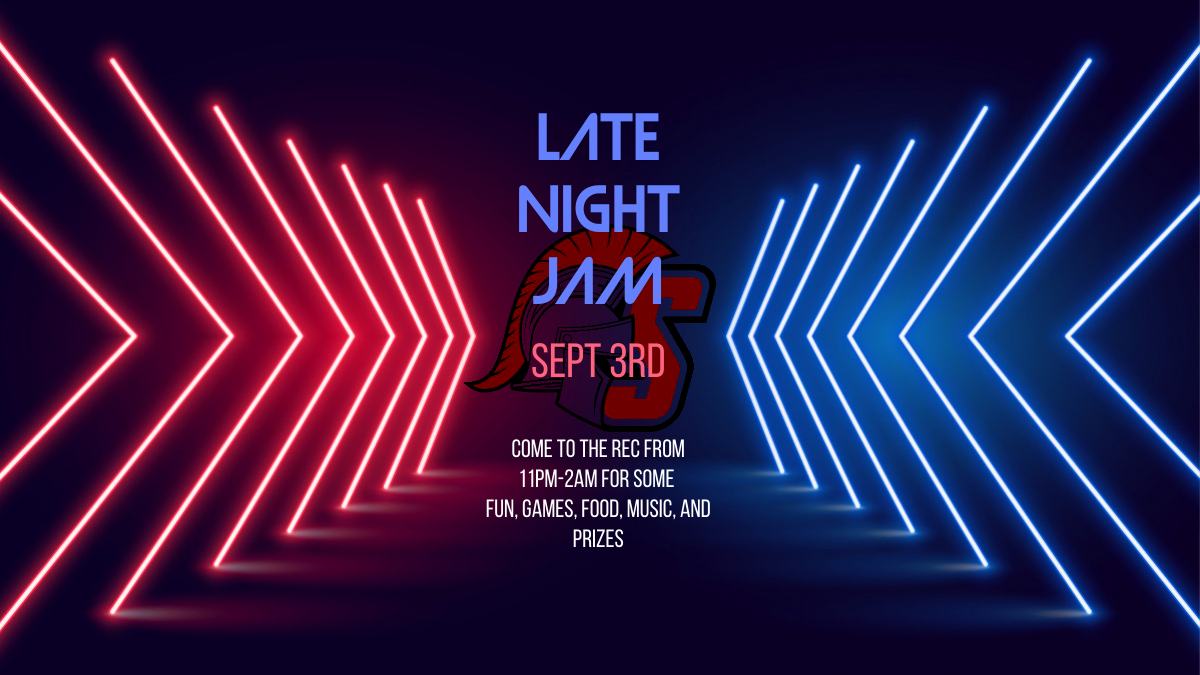 Come to the REC tomorrow night for our first Late Night Jam. We'll have games, music, food, and prizes. See you tomorrow night! <a href="/SMUcampuslife/">SMU Campus Life</a>