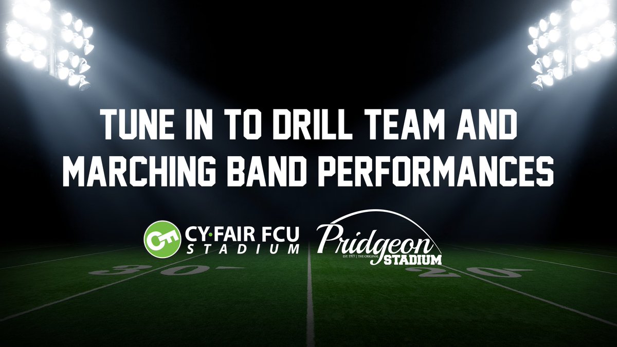Pridgeon Stadium (@pridgeonstadium) on Twitter photo Watch <a href="/cycreekband/">Cy Creek Cougar Band</a> and <a href="/CyCreek_Silvies/">CyCreekSilvies</a> halftime performances tonight via livestream: livestream.com/cfisd/events/9… Watch <a href="/cycreekband/">Cy Creek Cougar Band</a> and <a href="/CyCreek_Silvies/">CyCreekSilvies</a> halftime performances tonight via livestream: livestream.com/cfisd/events/9…