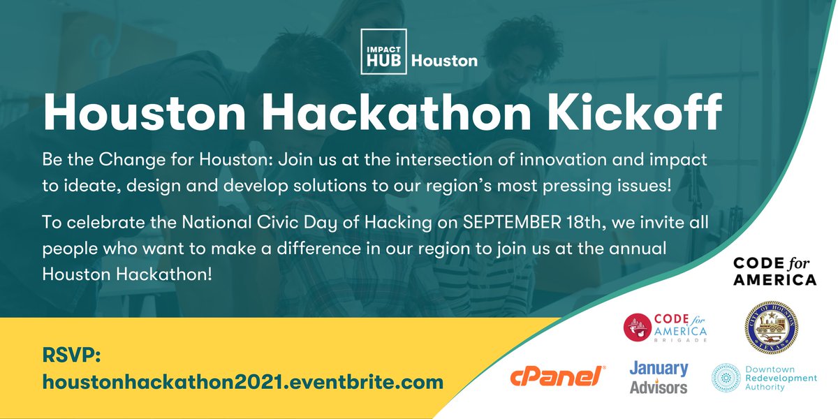 #Houston Hackathon. 2021. The Remix.

To celebrate the #NationalCivicDayofHacking, we invite all people who want to make a difference in our region to join us to ideate, design, and develop policy-based + tech solutions to some of Houston’s greatest challenges.