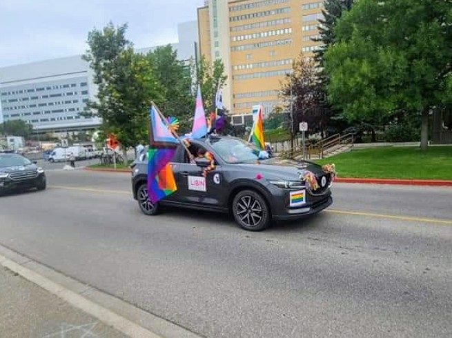 glendaduruptAHS's tweet photo. What a day of celebration!  Happy #yycpride 
Had a blast participating in the #AHSPrideDrive representing @LibinInstitute and #ProudTogetherAtPLC 

#AHSPride #LoveIsLove https://t.co/EOYjSMEOqo