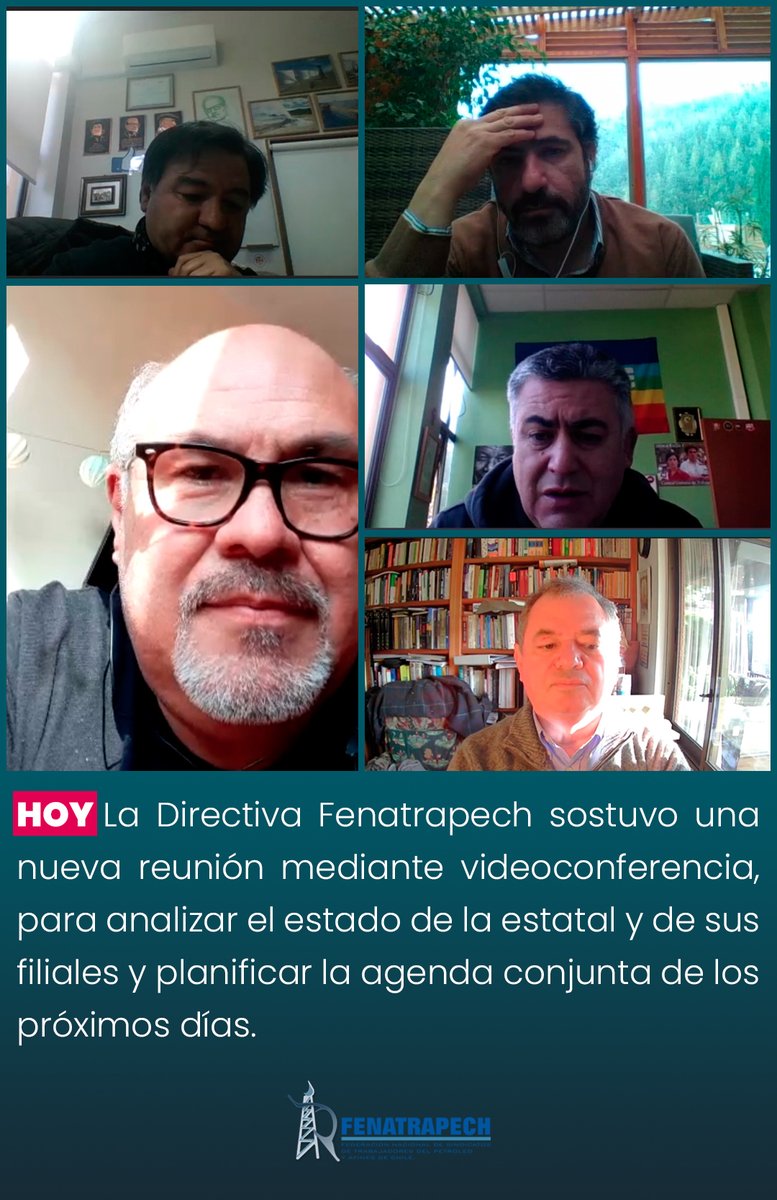 Directiva <a href="/Fenatrapech_/">Fenatrapech</a>  sostuvo una nueva reunión mediante videoconferencia, para analizar el estado de <a href="/Enap_Informa/">Enap</a>  y de sus filiales, además de planificar la agenda conjunta de los próximos días.