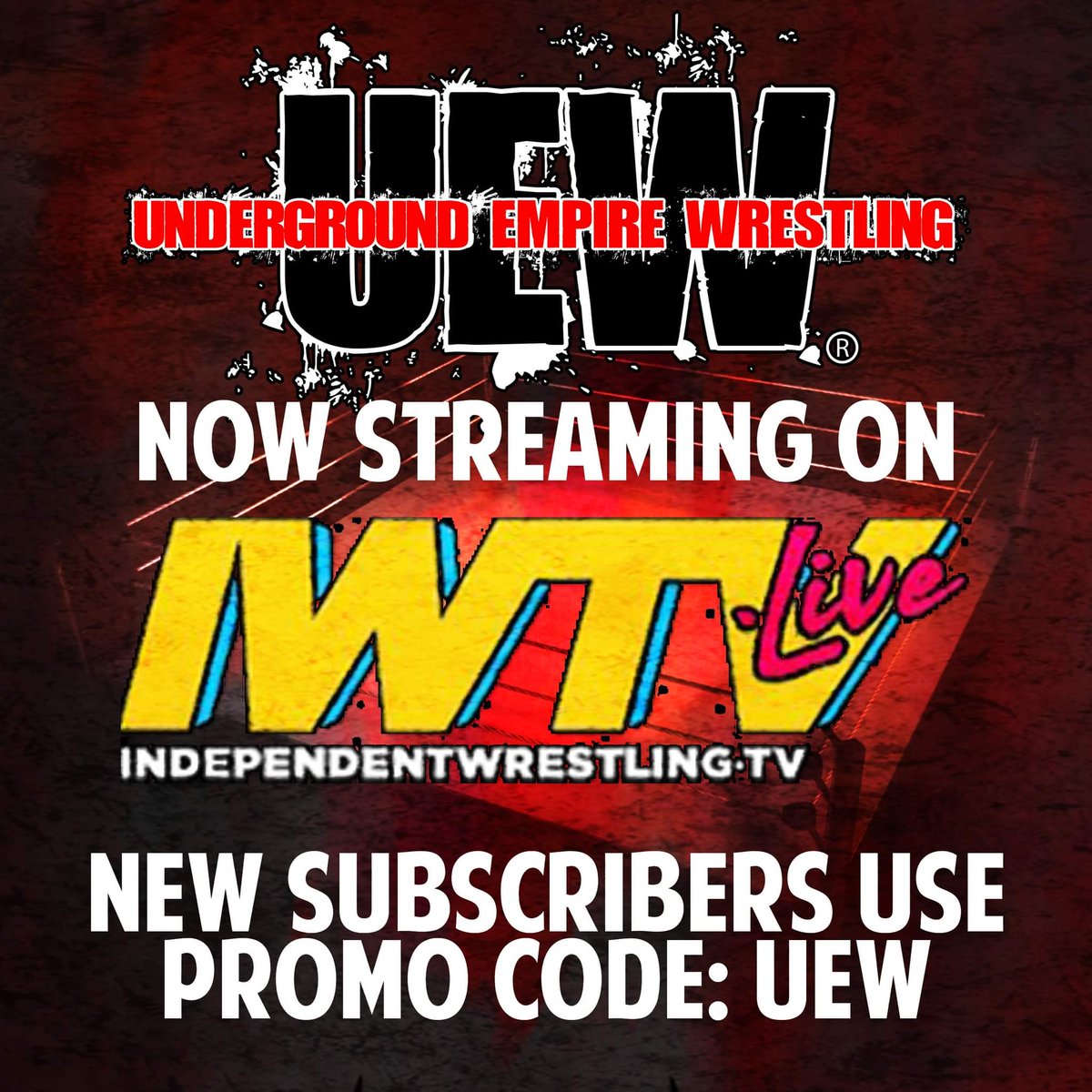 Underground Empire Wrestling now streaming on <a href="/indiewrestling/">IWTV</a>.
Nine Events available with more coming soon!

New Subscribers use Promo Code: UEW

#UEWwrestling #TheThreatIsReal #Hellbound #TheShowcaseOfSavages #HardcoreWrestling