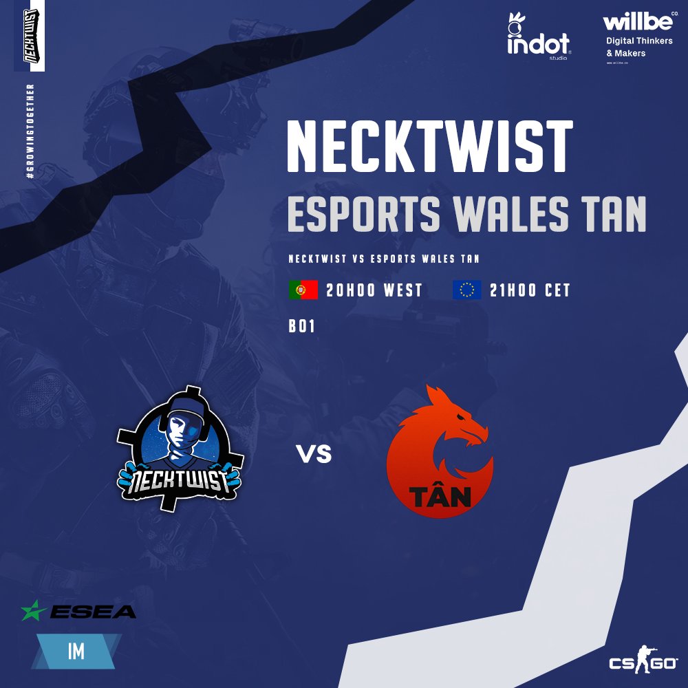 📣GAME DAY !

Mais um dia de oficial na <a href="/ESEA/">ESEA League</a> Intermediate Season 38 !

Informação:
🏆-<a href="/ESEA/">ESEA League</a>
⚔️-<a href="/TeamTanEW/">Esports Wales Tân 🔥</a> 
⏰- 20:00H
🗺️- Nuke
📺- twitch.tv/necktwistgg

Vamos ! Se for preciso dar uma de Ronaldo também vale.

Só a vitória importa ! 💪