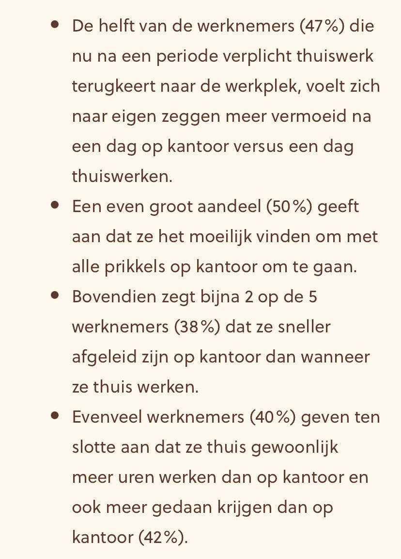 Onderzoek van <a href="/Securex_BE/">Securex</a> over de terugkeer naar kantoor. Meer vermoeidheid. Meer afleiding. #remote #thuiswerk