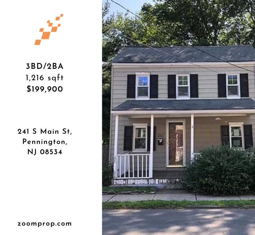 getzoomprop's tweet photo. PROPERTY OF THE DAY IN NEW JERSEY ! ⠀⠀⠀⠀
⠀⠀⠀⠀
◾️3bd/2ba, 1,216 sqft⠀
◾️ PRICE: $199,900⠀
⠀⠀
◾️Comps:⠀
$352,216⠀
$389,106⠀
$406,373⠀
$427,907⠀
⠀⠀⠀⠀
241 S Main St, Pennington, NJ 08534⠀
⠀
#newjerseyrealtor #njrealestate #realestate #realtor #realestateagent https://t.co/5s26NDnTfq