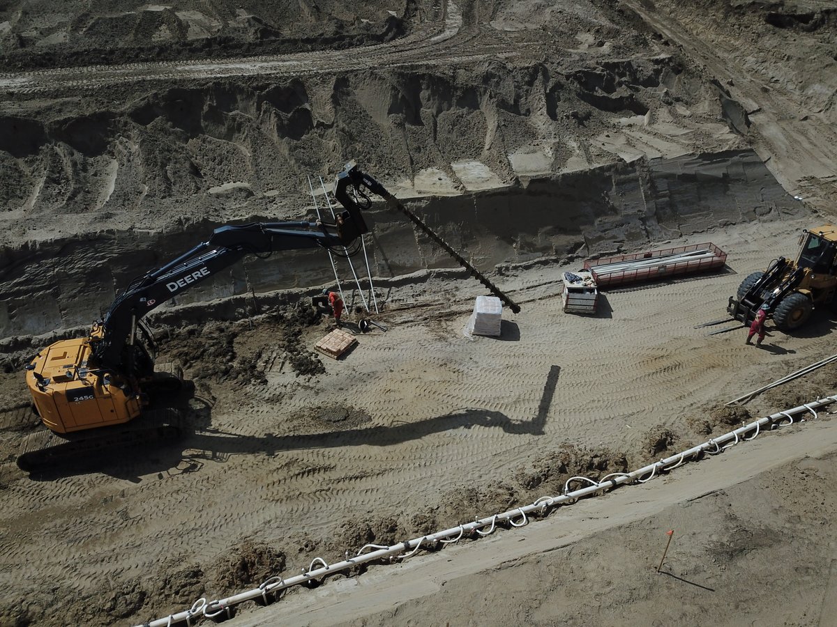 ketekgroup's tweet photo. We recently completed a #dewatering job to allow underground utilities to be installed in a new residential development. It involves #wellpoints and a vacuum system to draw water out of the ground. #construction https://t.co/ewUQIaJg0e