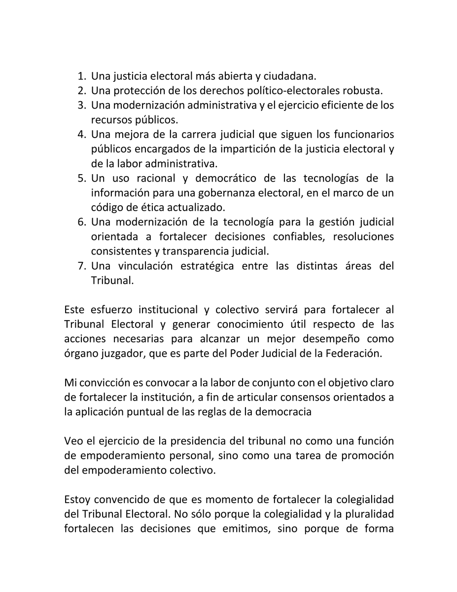 El pleno de la Sala Superior del #TEPJF eligió por unanimidad al magistrado <a href="/ReyesRdzM/">Reyes Rodríguez Mondragón</a> como su presidente. Su presidencia concluirá en octubre de 2024. Aquí el mensaje del magistrado presidente del #TEPJF.

bit.ly/3mY9dv2