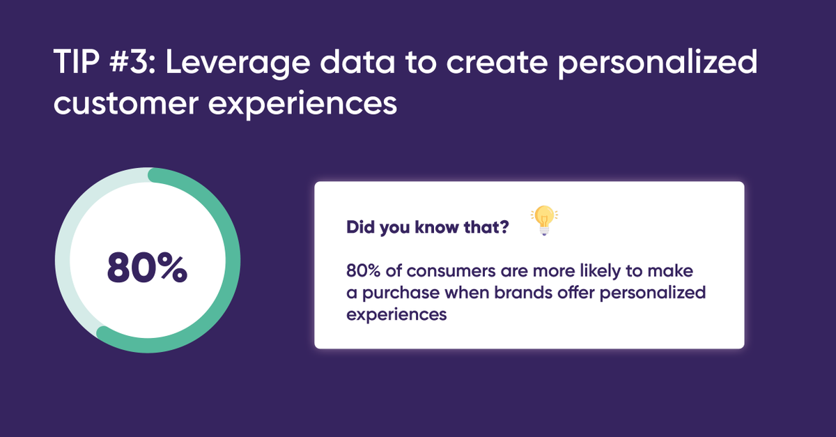 Tip #3: Leverage data to create personalized customer experiences 📊

Learn more about this and other actionable tips in our free e-commerce checklist

Download your checklist 👉
 bit.ly/3mOaCUJ