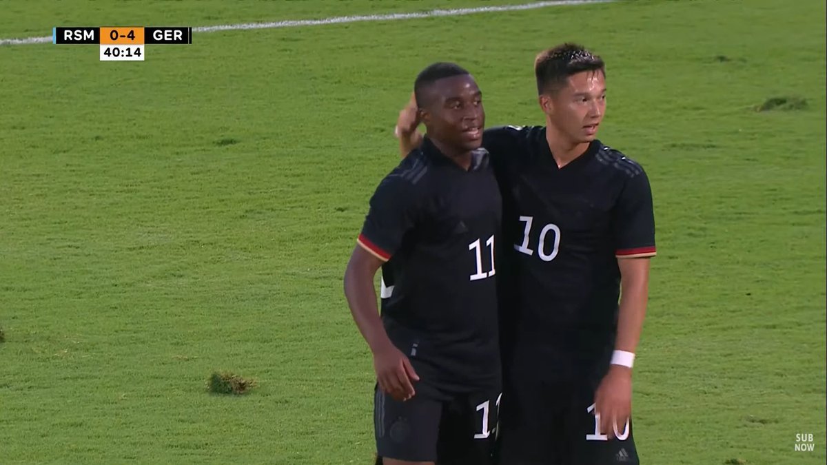 Moukoku gegen San Marino nach Halbzeit 1 mit 16 Jahren jüngster Debütant, jüngster Torschütze und (surprise) jüngster Doppelpacker der U21 DFB Geschichte! #SMRGER
