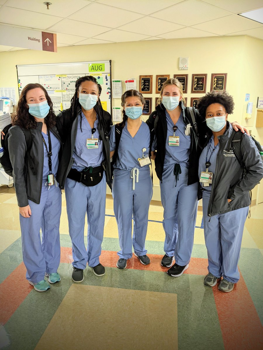 We're short-staffed due to #COVID, so I am acting chief of our busiest ENT/consult service. Hours are long and the work is hard...but these ladies have stepped up and are crushing it. So proud to lead this powerhouse #shENT squad! 💪🏻 <a href="/VanderbiltENT/">VUMC Otolaryngology–Head and Neck Surgery</a> <a href="/APetersonMed/">April A. Peterson, MD</a> <a href="/cdorismond4/">Christina Dorismond, MD, MPH</a>