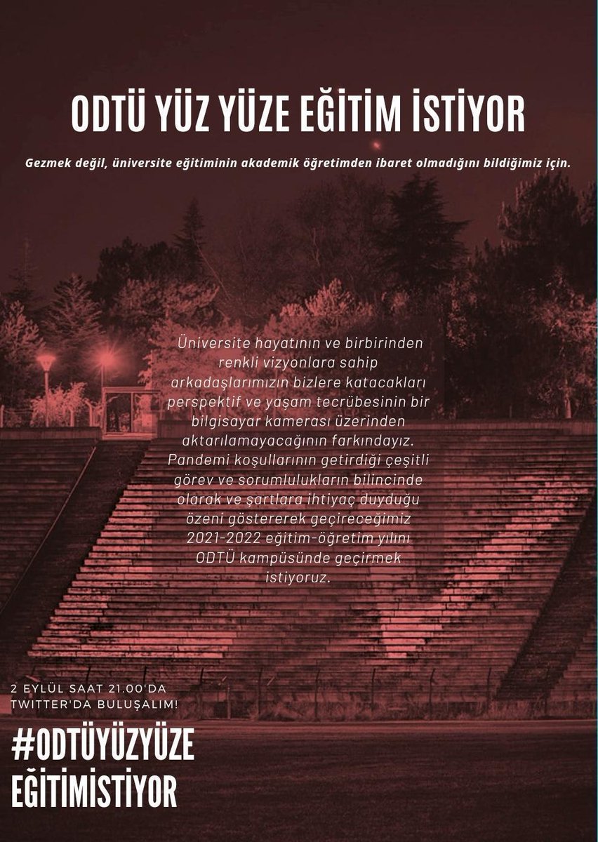 aşı olun dediniz olduk, varyantlara karşı en az %90 etkili olduğu da açıklandı. bu saatten sonra bizi eğitim hakkımızdan mahrum bırakacaksanız ileride vebalini üstlenemeyeceğiniz kadar büyük psikolojik hasarlarla yaşayacağız. #ODTÜYüzYüzeEğitimİstiyor