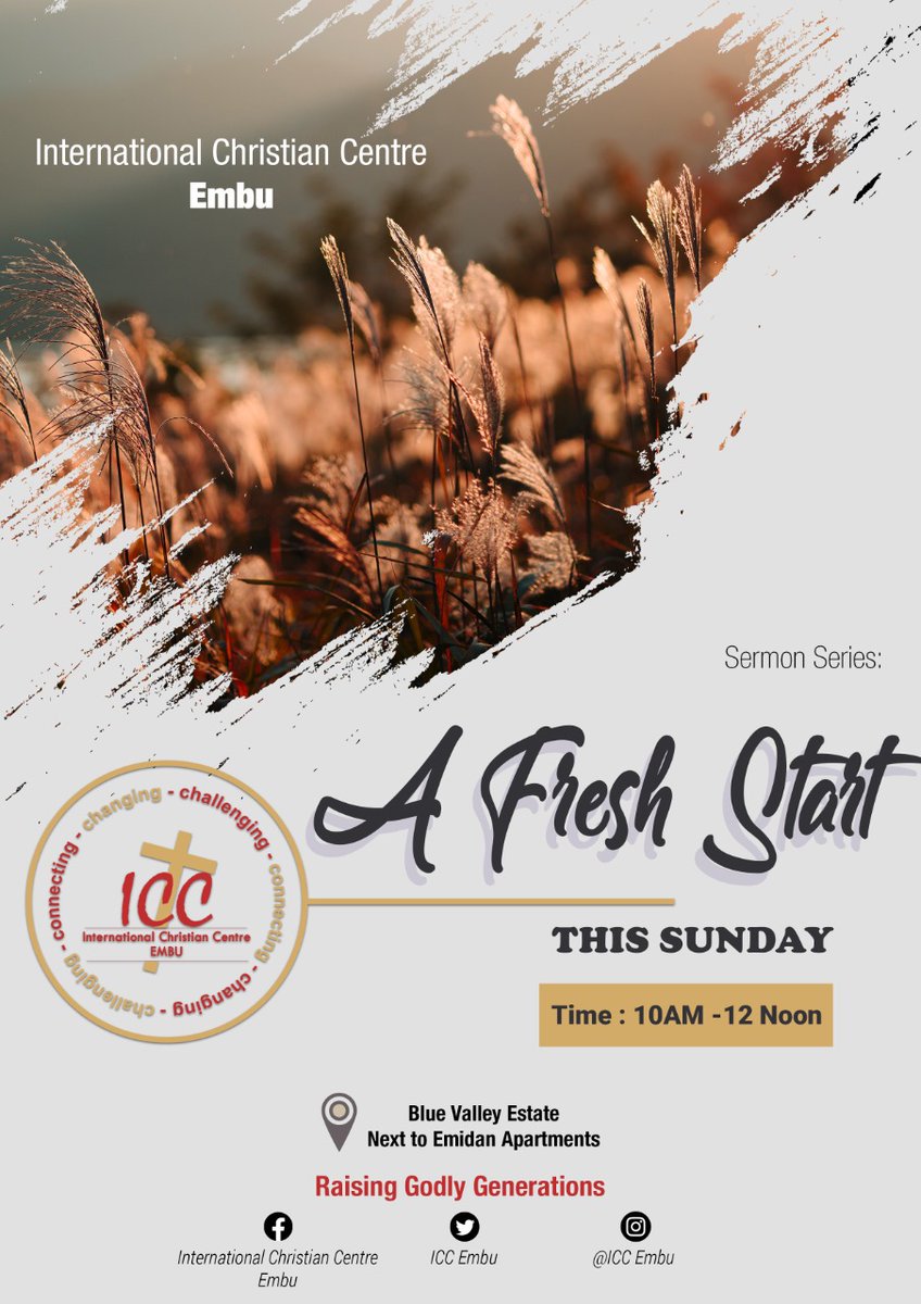 IccEmbu's tweet photo. People are busy making resolutions. 

You can resolve again and again but the difference is God’s power and the hope to go on. 

Let go of the past and lay hold of your future!

Join us this Sunday and get to know how to have a fresh start with God. https://t.co/TN4Ce4LkpW