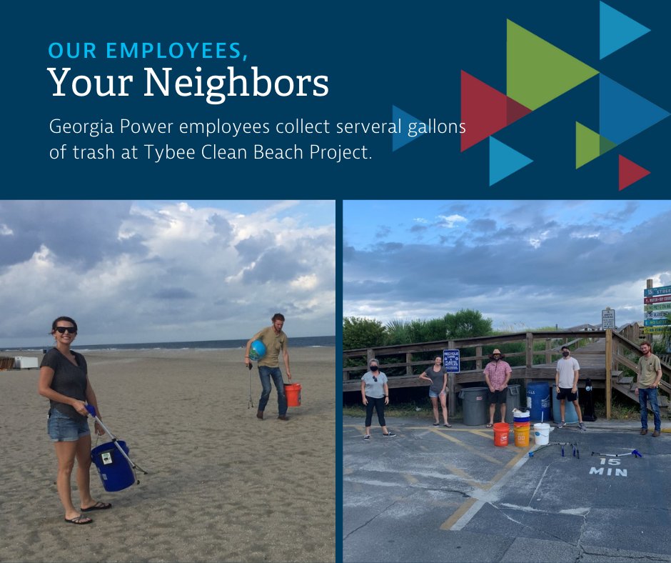GeorgiaPower's tweet image. A group of our employees from the Savannah area recently volunteered at the Tybee Clean Beach Project and filled six five-gallon buckets with trash from around the pier in less than two hours. Thanks for making a difference in your community. #WeHelpBecauseItsHome