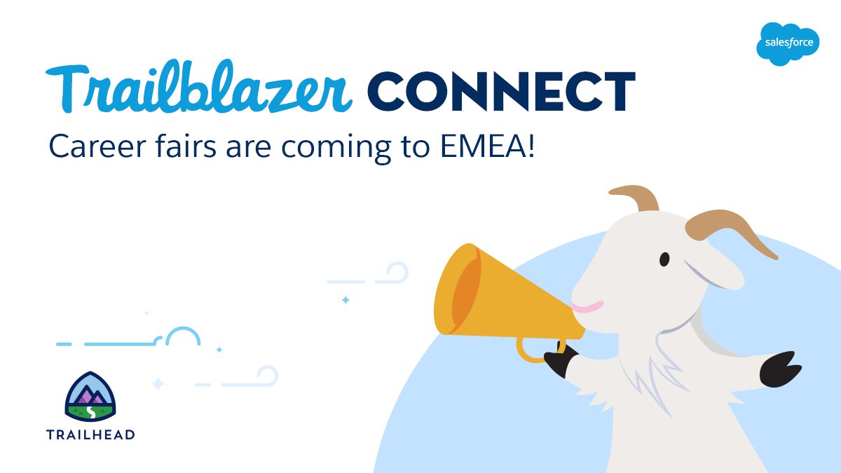 trailhead's tweet image. 📣Job seekers!

Trailblazer Career Fairs are coming to EMEA! Learn more on how you can network with employers in the Salesforce ecosystem. 

Apply today ➡️ sforce.co/3yH0jnA