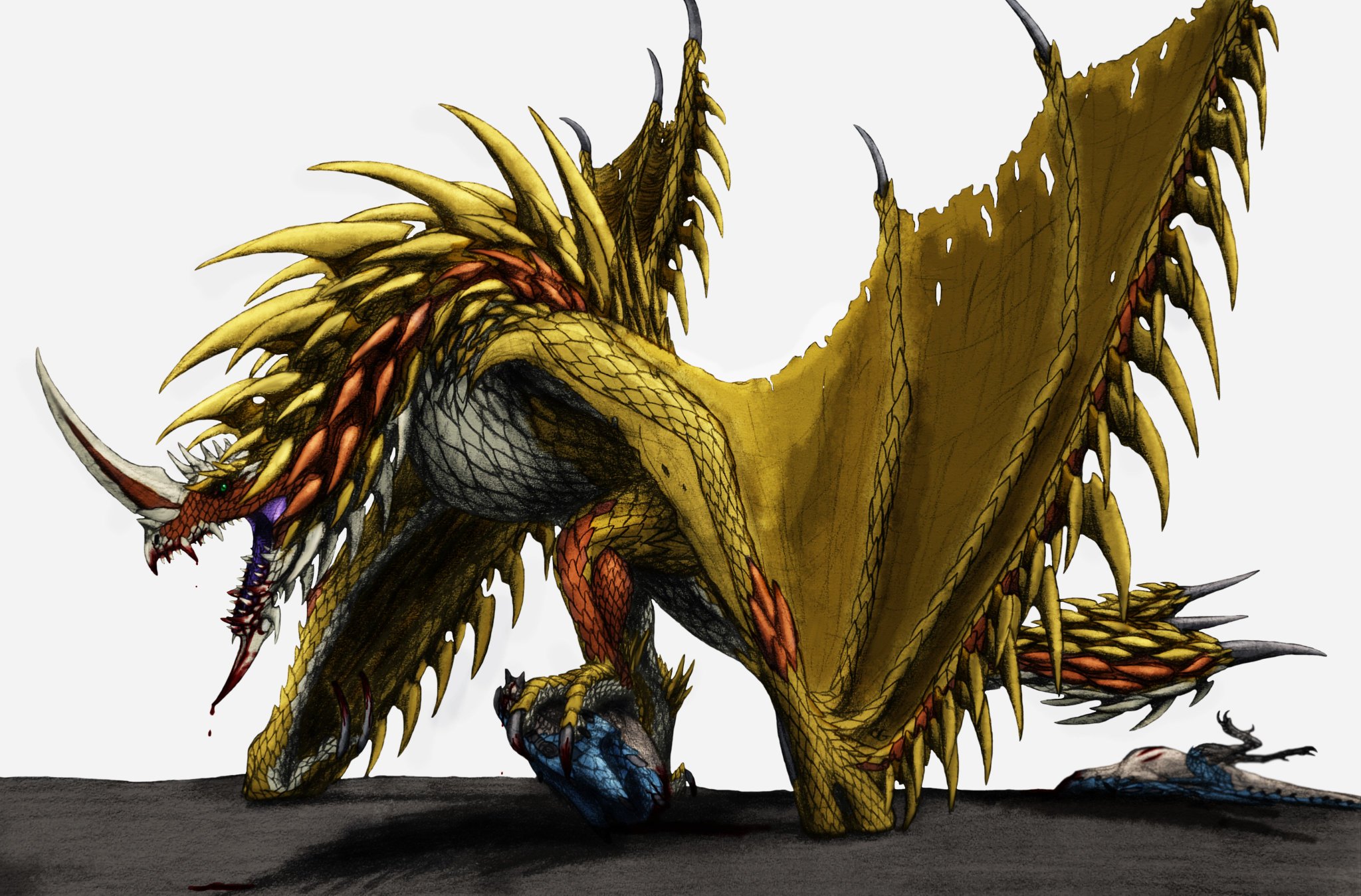 Carter Gatewood on X: Diablos from Monster Hunter, now colored.   / X