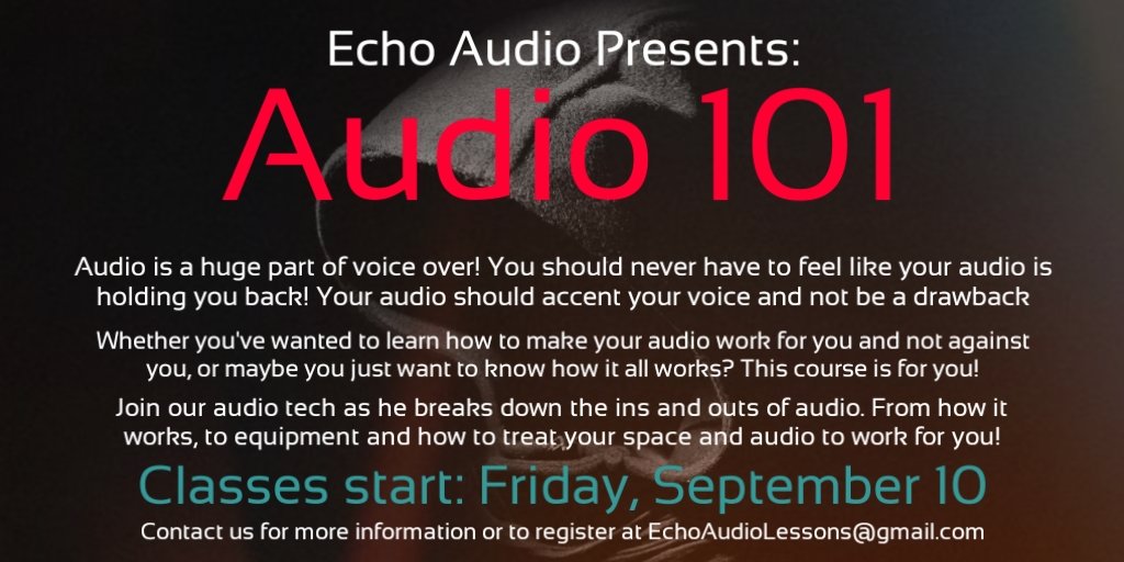 Only 3 spots left in our Audio 101 class starting next week! If you've been wanting to learn how audio work and how to improve your audio quality, now is your chance! #audio #va #vo #voiceacting #voiceover #sound #virtualclasses