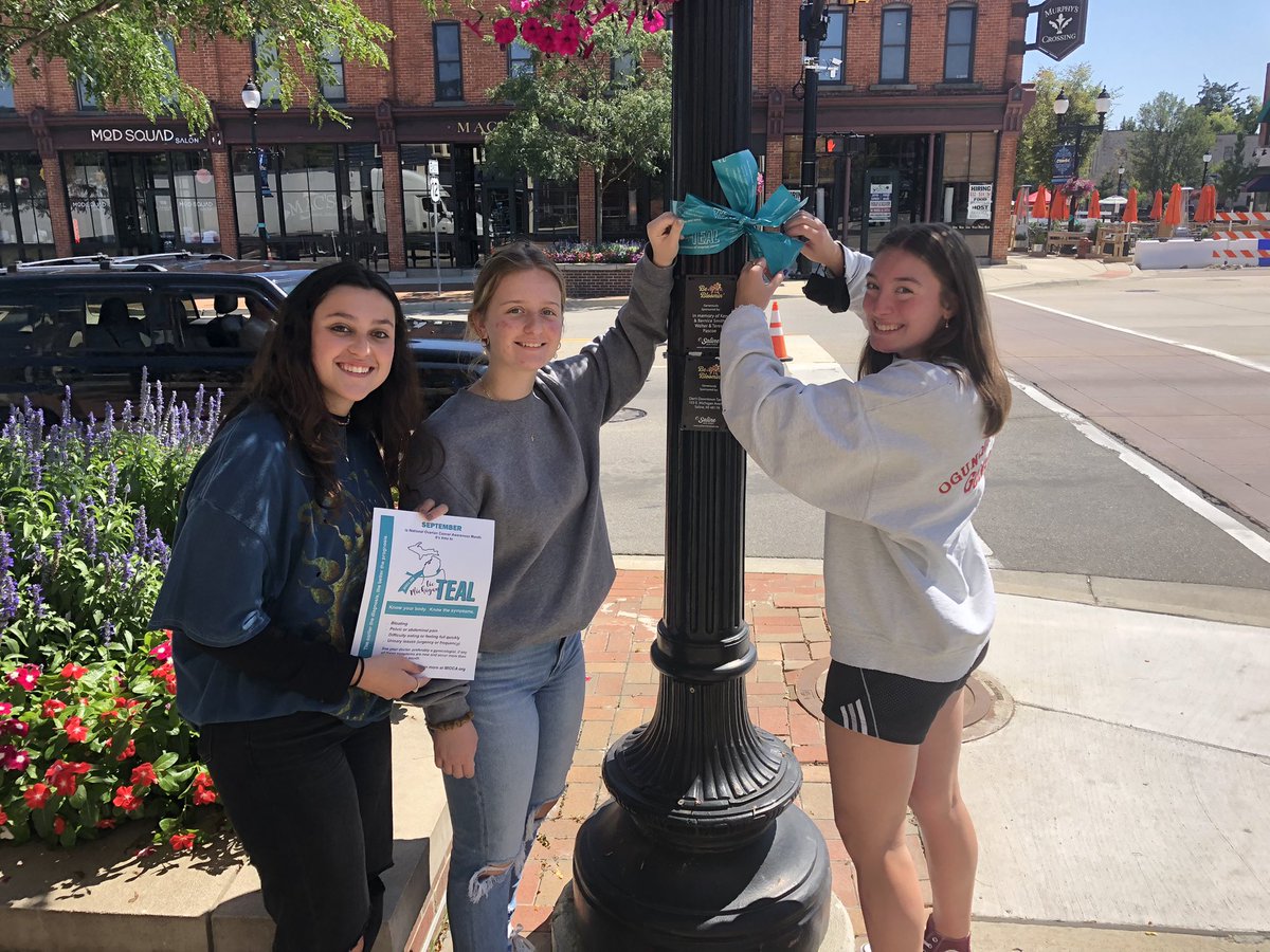 First service project of 2021-2022: Tie Saline TEAL for <a href="/MIOvarianCancer/">MIOCA</a> Awareness Month. Know the signs. Know the symptoms. The earlier the diagnosis, the better the prognosis.
<a href="/SalineHS/">Saline High School</a> #SASCompass