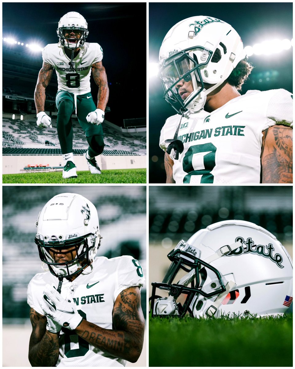 MSU uniforms. First time they will be wearing the script helmet. 👎👍 ?