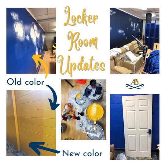 ABUmvb's tweet photo. It took a couple weeks over the summer to do, but the locker room has a new look to it! 

•newly painted walls and door
•new layout
•added a white board, music player, outlet options, and more!
#newlook #growingtheprogram #renovations #lockerroomupdates #mensvolleyball #abmvb https://t.co/rX8sixiWFl
