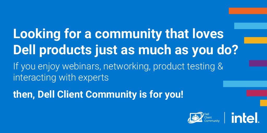 Looking for a community of people that share your interests? Look no further, join the Dell Client Community today! bit.ly/Dccregister  @DellClients