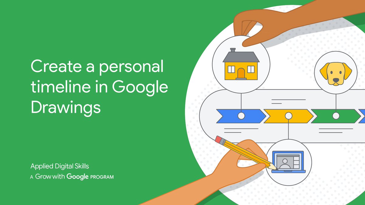 With this #AppliedDigitalSkills activity, your Ss can create a personal timeline using #GoogleDrawings to reflect on past events during the pandemic and map out what they're looking forward to in the future 📍Get started: goo.gle/2VaUykt #GrowWithGoogle
