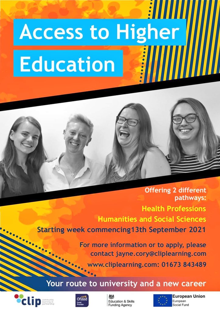 CLIP (@cliplearning) on Twitter photo You can still enrol onto our Access to Higher Education Pathways. Please contact jayne.cory@cliplearning.com for further information. #highereducation #Humanities #socialsciences #health #marketrasen #gainsborough #mablethorpe #Lincolnshire You can still enrol onto our Access to Higher Education Pathways. Please contact jayne.cory@cliplearning.com for further information. #highereducation #Humanities #socialsciences #health #marketrasen #gainsborough #mablethorpe #Lincolnshire