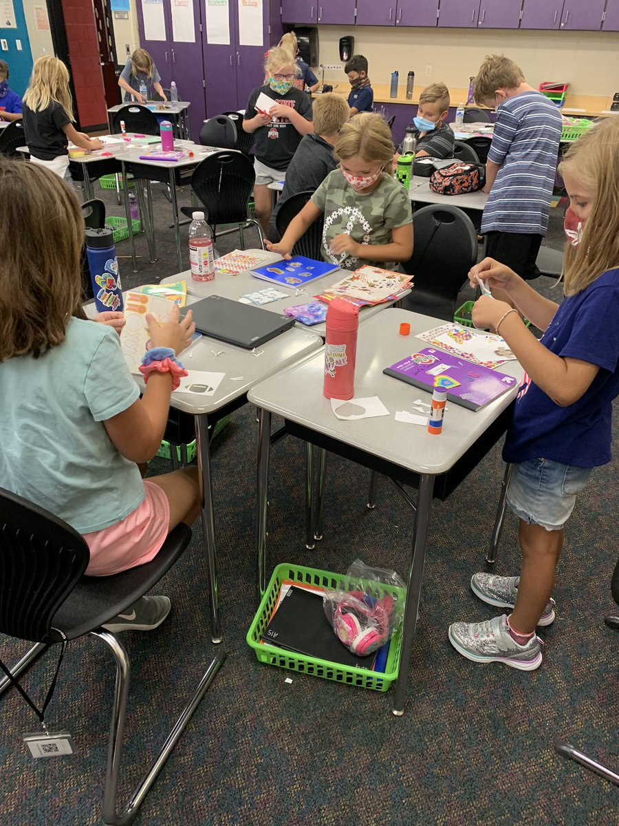 Having fun decorating our Writer’s Notebook! #OESbest #OtsegoKnights #seeger