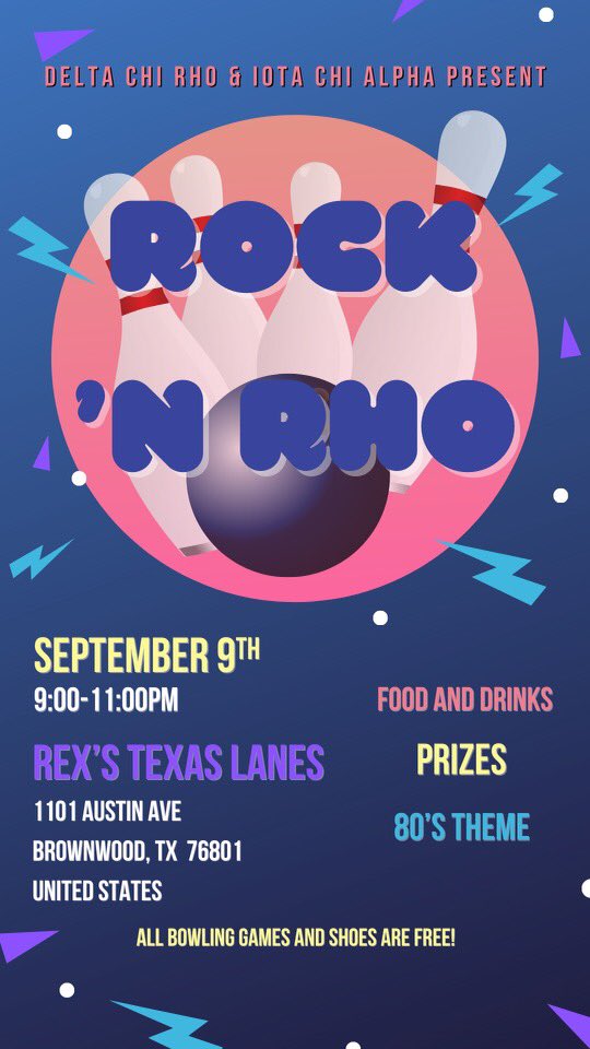 Iotachialpha191's tweet photo. We are so excited to have another event with @DeltaChiRho1968 !

Come out and have a fun night of free bowling! https://t.co/KinBQcnw65