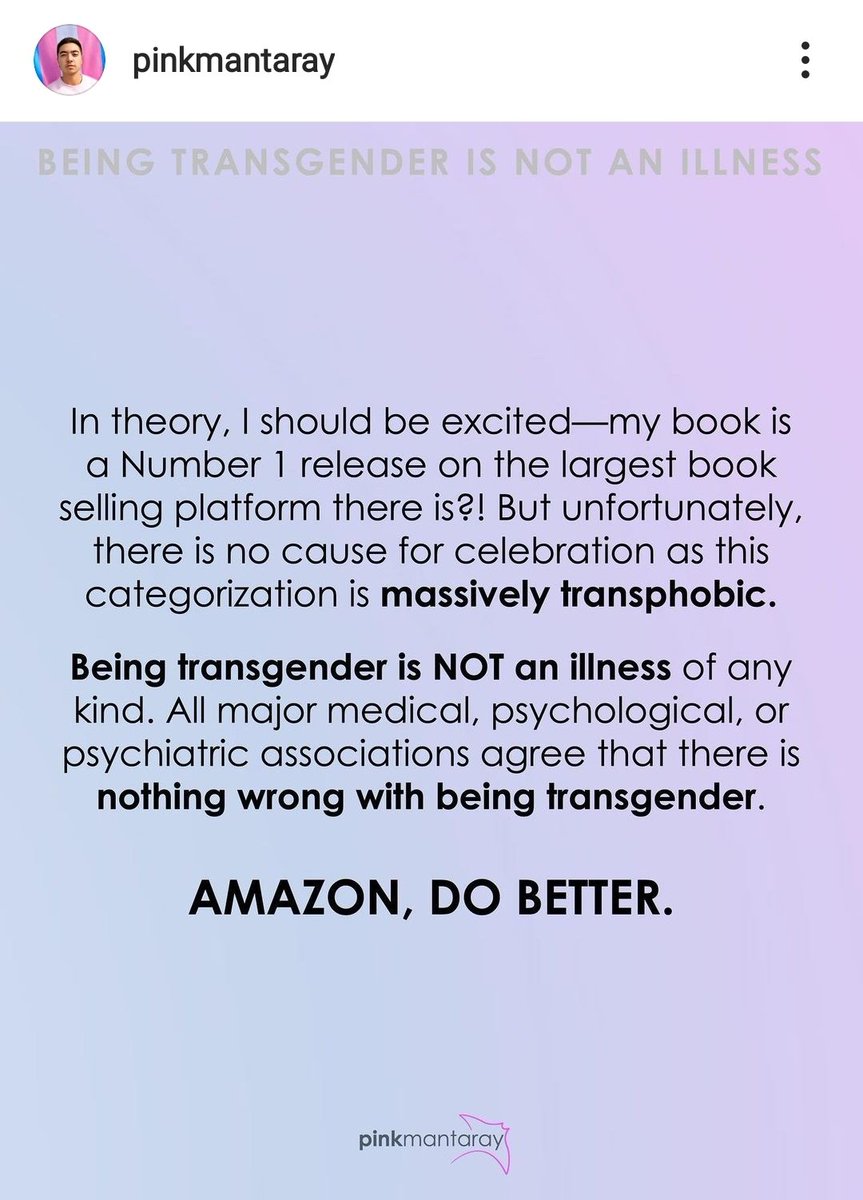 SmokeAndAshAnim's tweet photo. This came across my feed and I am exhausted with every company that exists. Every single one. Because they all do this. @Twitch, @amazon, @YouTube. They all engage in and perpetuate #transphobia like this.
ALL of y'all need to do better.
@sb_pinkmantaray
#DoBetter #AmazonDoBetter https://t.co/VbfhsfOfkY