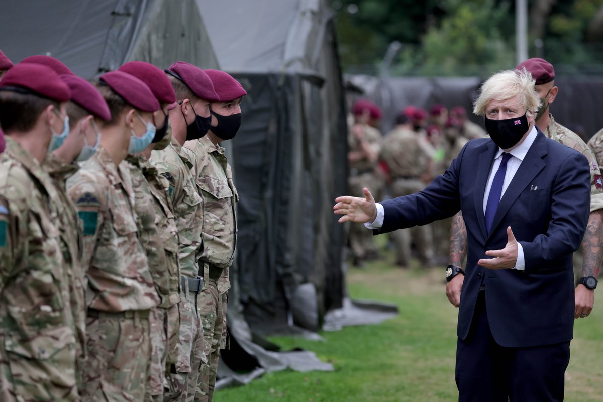 Prime Minister Boris Johnson meeting soldiers from 16 Air Assault Brigade