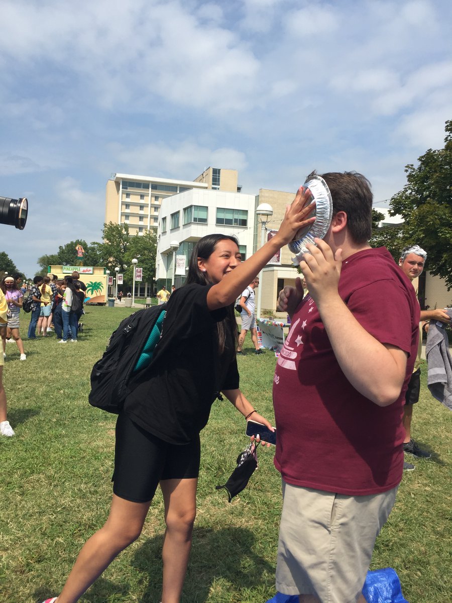 BearsFamilies's tweet photo. It's "Pie a President" Day &amp; @MOStateSBP Michael Chapman is out doing his part! @MOStateSGA Funds raised go to support the @ReboundFound! They'll be on the North Mall until 4pm! @pineapplewhip while supplies last! https://t.co/AqBngnvNIb
