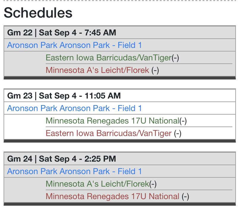 Here is my schedule for this weekend at the S&amp;C Labor Day Showcase!! <a href="/MNRenegadesSB/">Minnesota Renegades</a>