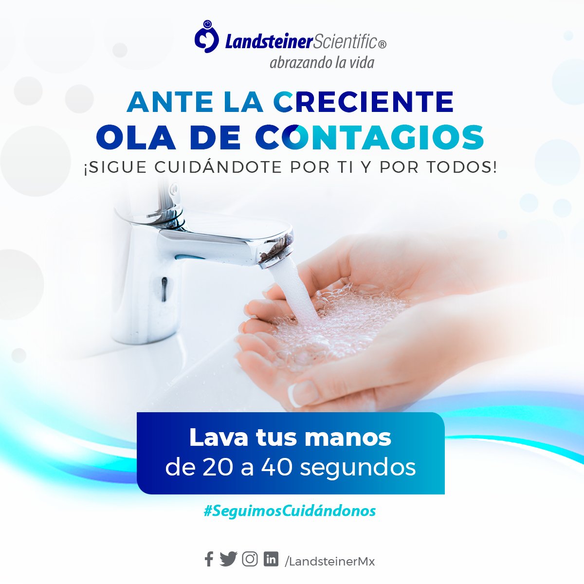 Recuerda seguir manteniendo el lavado de manos para evitar la propagación de la #covıd19 , la duración debe ser de 20 a 40 segundos aproximadamente para asegurar una limpieza adecuada. 🧼🤲💦
#LandsteinerMx #AbrazandoLaVida #industriafarmacéutica #seguimoscuidándonos