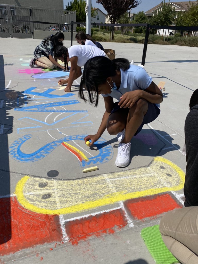 jpromorgan's tweet photo. They came, they chalked, they conquered!!! @westlakecharter Come check out the work of our amazing 8th grade artists in person this weekend! @chalkitupsac @JibeWithUs #WCSArt @ArtTeacher100 https://t.co/wBq8RhdaNK