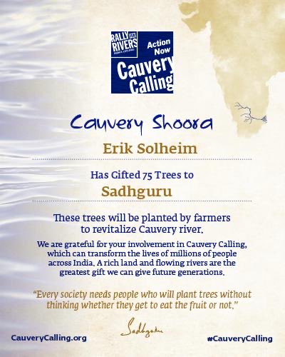 Thank you ⁦@ErikSolheim⁩ 🙏🏼 for donating 75 trees 🌳 for ⁦@SadhguruJV⁩ birthday 🥳 & supporting local farmers in #CauveryCalling & making #GreenOptimism a reality ☘️

#DonateATree 

#Trees 
#Environment
#ClimateChange
#Nature 
#GreenSolutions