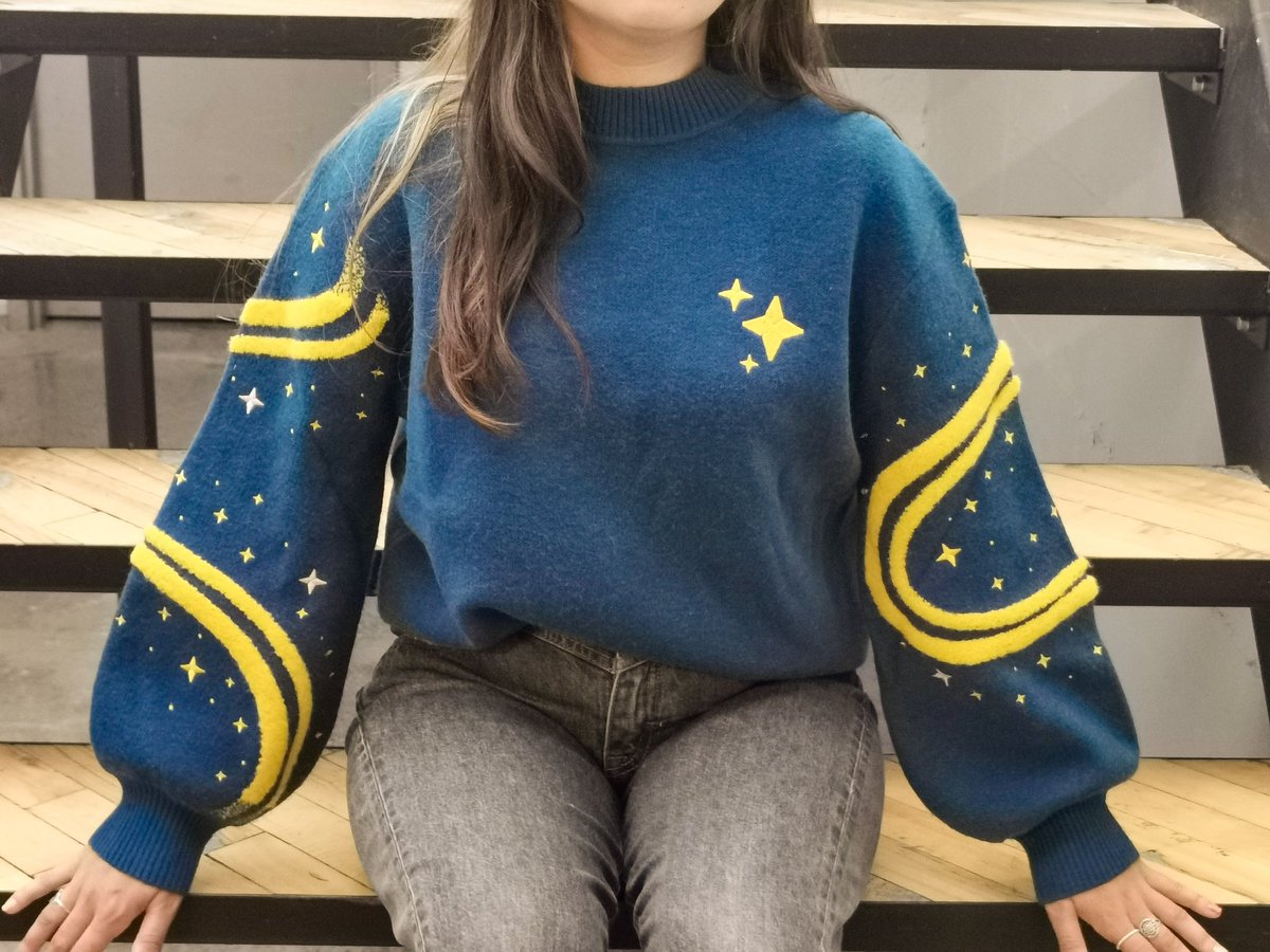 carmiico's tweet image. she's here and she's beautiful ✨ my lil sweater design brought to life